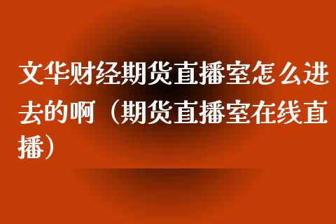 文华财经期货直播室怎么进去的啊（期货直播室在线直播）_https://www.lvsezhuji.com_非农直播喊单_第1张