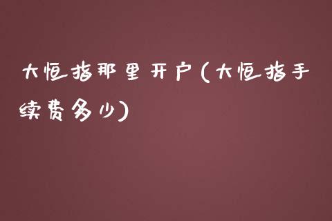 大恒指那里开户(大恒指手续费多少)_https://www.lvsezhuji.com_期货喊单_第1张