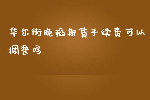 华尔街晚稻期货手续费可以调整吗_https://www.lvsezhuji.com_EIA直播喊单_第1张