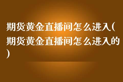 期货黄金直播间怎么进入(期货黄金直播间怎么进入的)_https://www.lvsezhuji.com_期货喊单_第1张