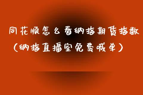 同花顺怎么看纳指期货指数（纳指直播室免费喊单）_https://www.lvsezhuji.com_非农直播喊单_第1张