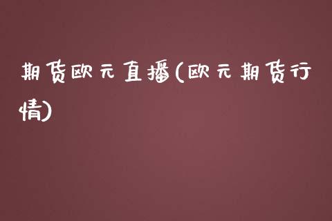 期货欧元直播(欧元期货行情)_https://www.lvsezhuji.com_国际期货直播喊单_第1张