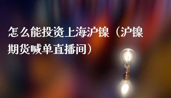 怎么能投资上海沪镍（沪镍期货喊单直播间）_https://www.lvsezhuji.com_黄金直播喊单_第1张