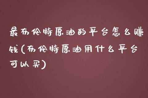 最布伦特原油的平台怎么赚钱(布伦特原油用什么平台可以买)_https://www.lvsezhuji.com_期货喊单_第1张