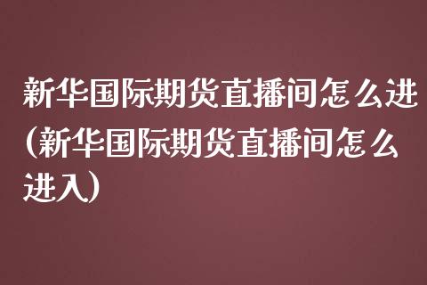 新华国际期货直播间怎么进(新华国际期货直播间怎么进入)_https://www.lvsezhuji.com_期货喊单_第1张